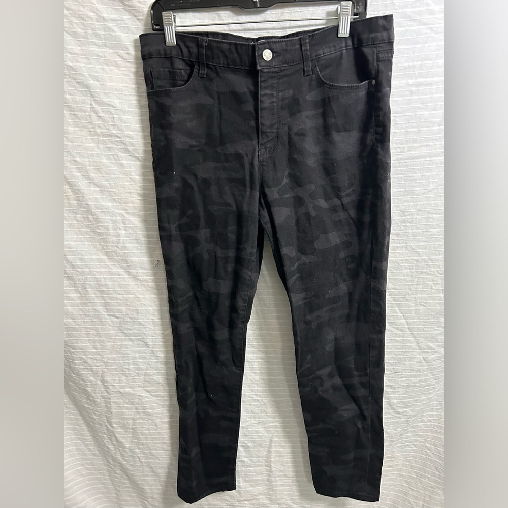 Social Standard Jeans Black Gray Camo Camouflage Ankle Skinny Pants Size 12